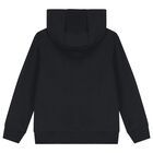 Black Logo Hooded Zip Up Top, 1, hi-res