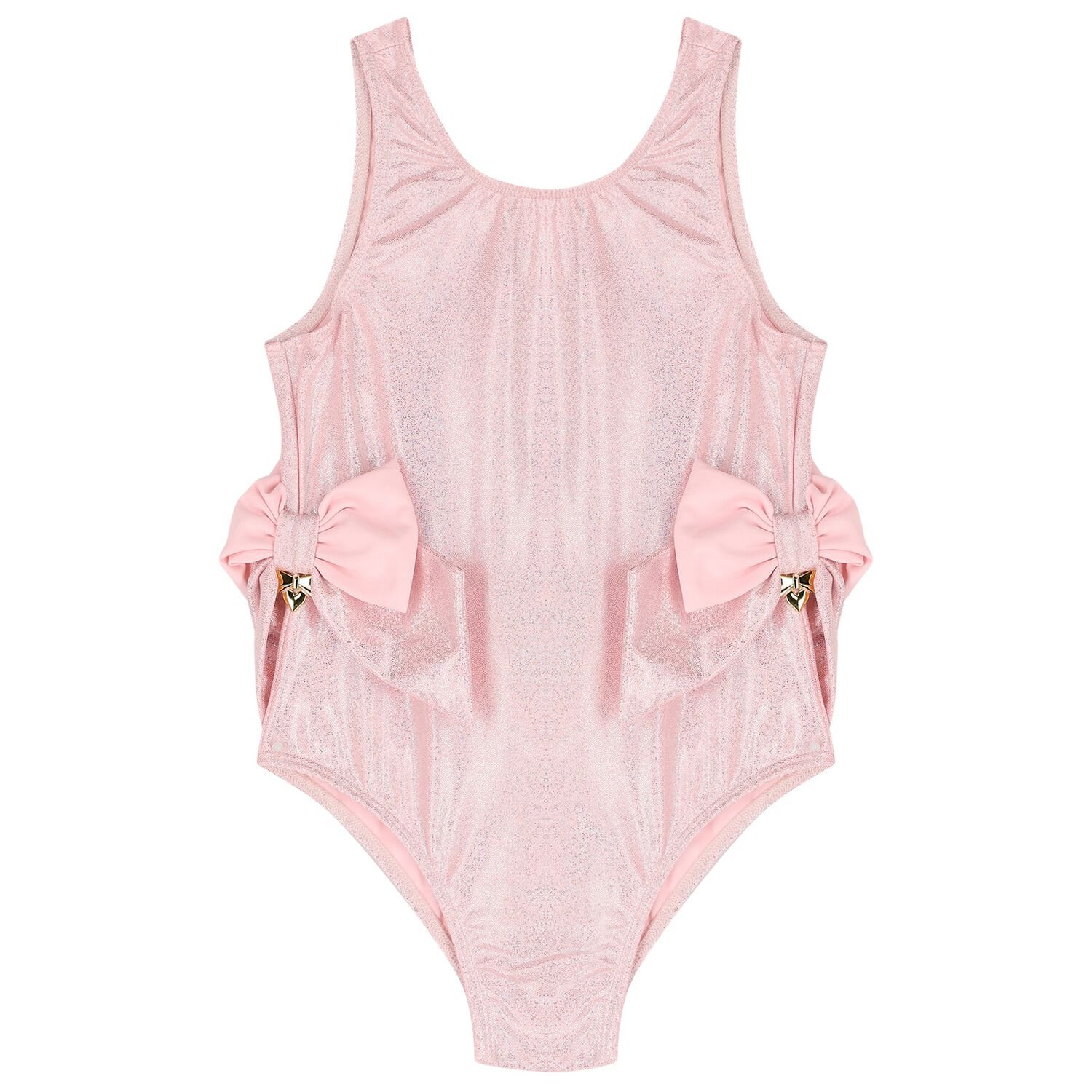 Girls Pink Iridescent Shimmer Swimsuit, 1, hi-res