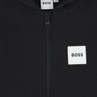 Boys Black Logo Hooded Zip Up Top, 3, hi-res