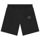 Boys Black Logo Swim Shorts, 1, hi-res