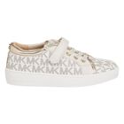 Girls Ivory & Gold Logo Trainers, 1, hi-res