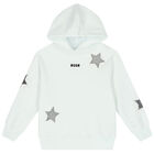 Girls White Logo Hooded Top, 1, hi-res
