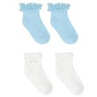 Girls White & Blue Socks ( 2-Pack ), 1, hi-res