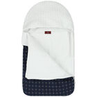 Baby Boys Navy Blue & White Pima Cotton Logo Nest, 1, hi-res