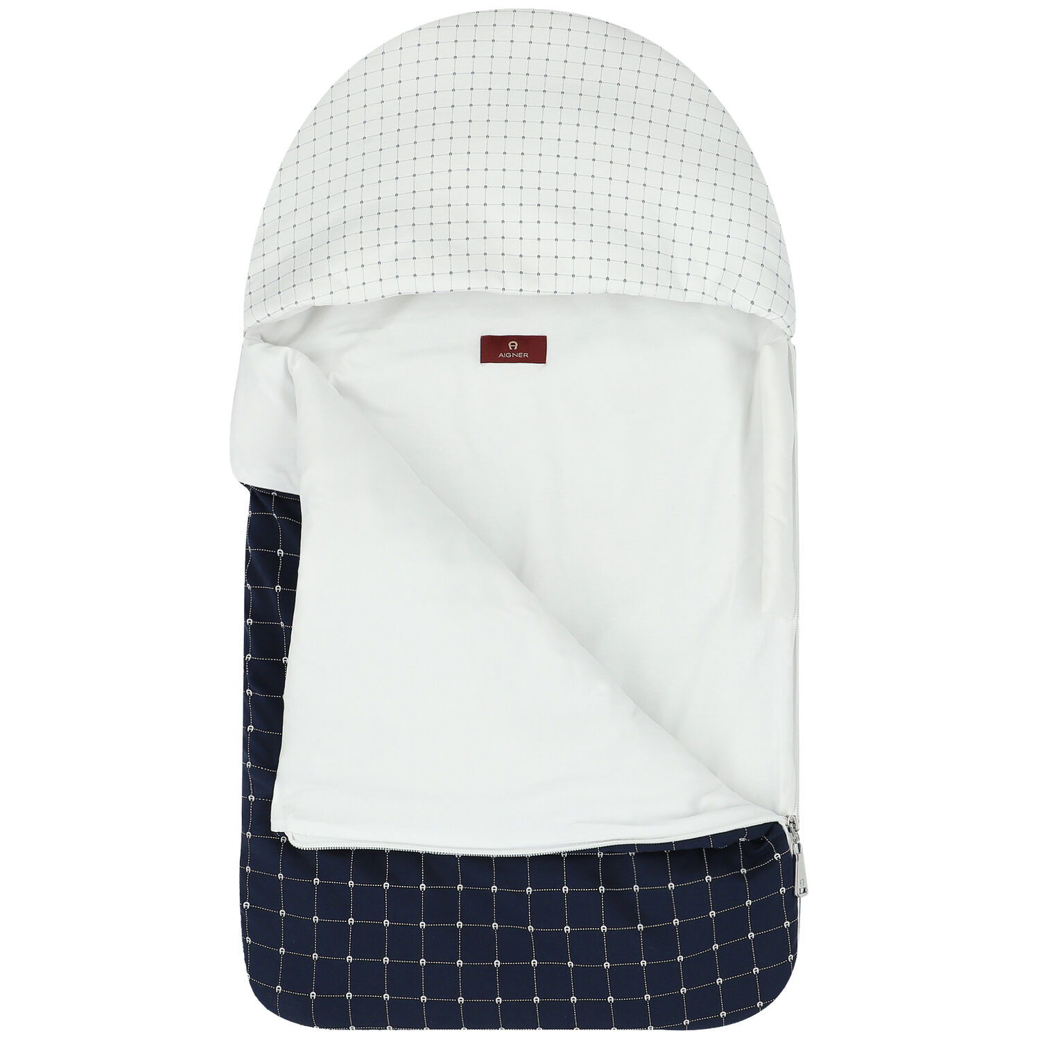 Baby Boys Navy Blue & White Pima Cotton Logo Nest, 1, hi-res