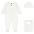 Baby Girls White Babygrow & Hat Gift Set, 1, hi-res