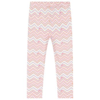 Girls White Zig Zag Leggings