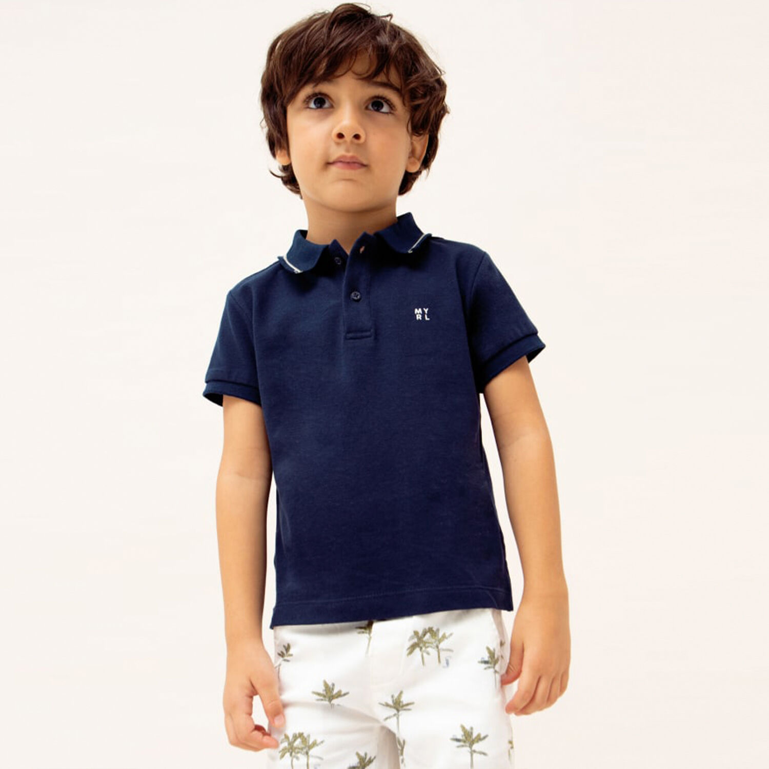 Boys Navy & Ivory Logo Shorts Set, 1, hi-res