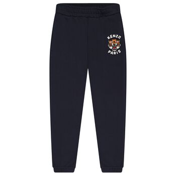 Boys Navy Blue Tiger Logo Joggers