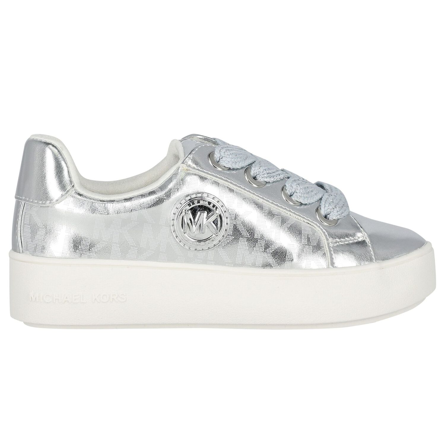 Girls Silver Logo Trainers, 1, hi-res