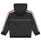Boys Black Logo Hooded Zip Up Top, 1, hi-res