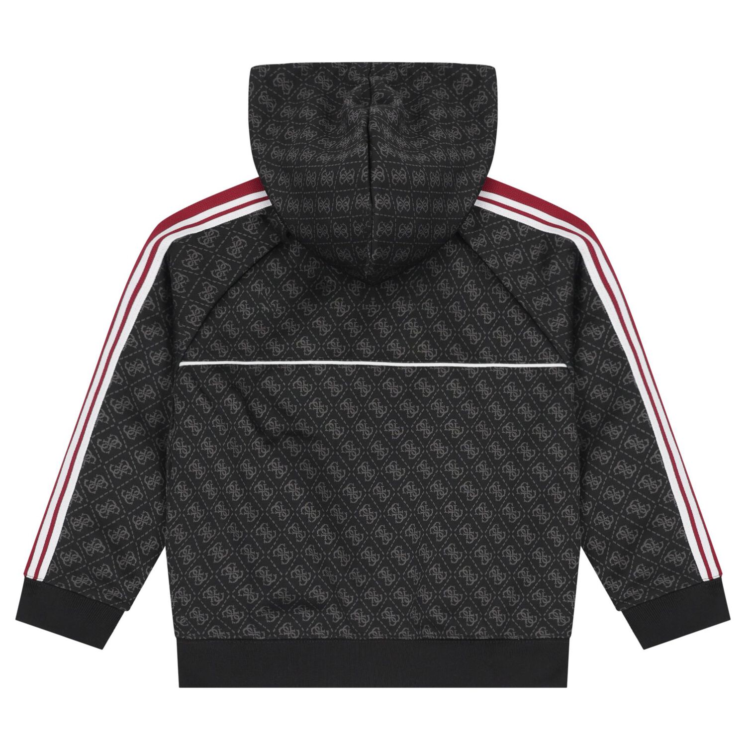 Boys Black Logo Hooded Zip Up Top, 1, hi-res