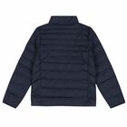Girls Navy Logo Puffer Jacket, 1, hi-res
