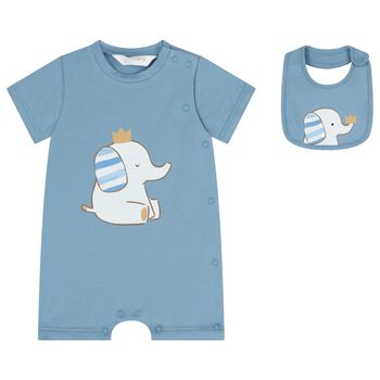 Baby Boys Navy Blue Elephant Romper Gift Set