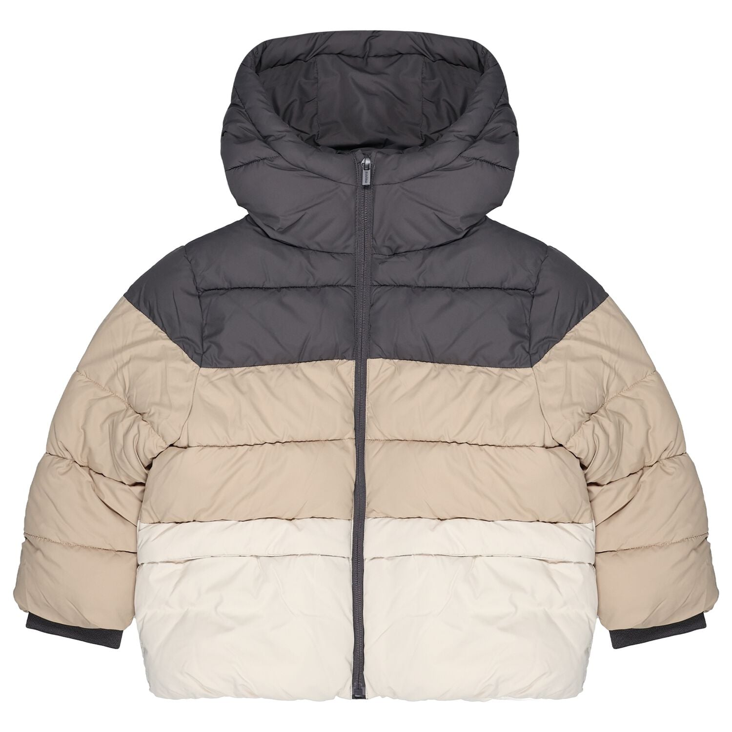 Boys Grey & Beige Padded Puffer Jacket, 1, hi-res