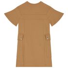 Girls Beige Logo Dress, 2, hi-res