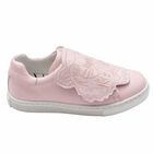 Girls Pink Leather Tiger Trainers, 1, hi-res