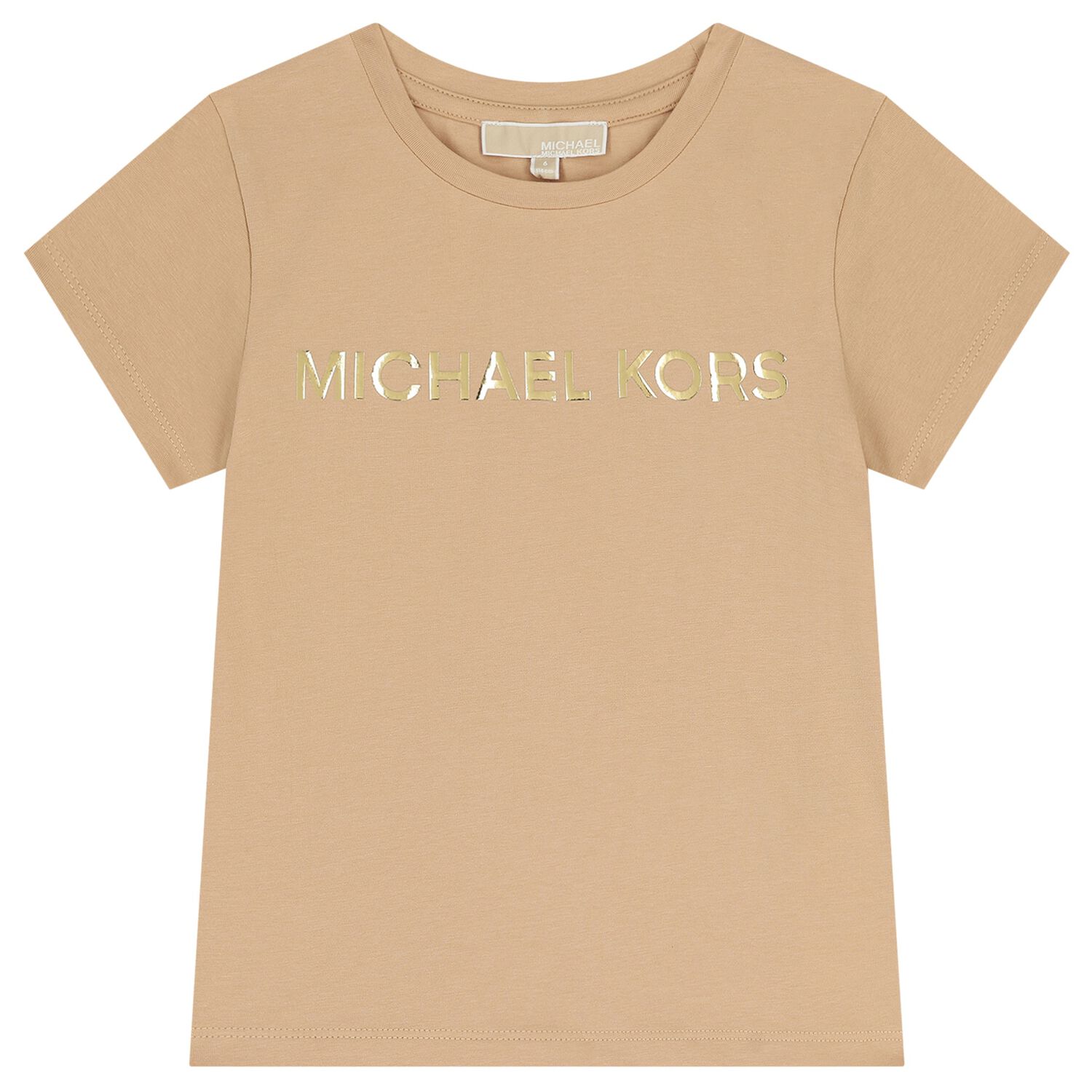 Girls Beige Logo T-Shirt, 3, hi-res