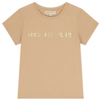 Girls Beige Logo T-Shirt