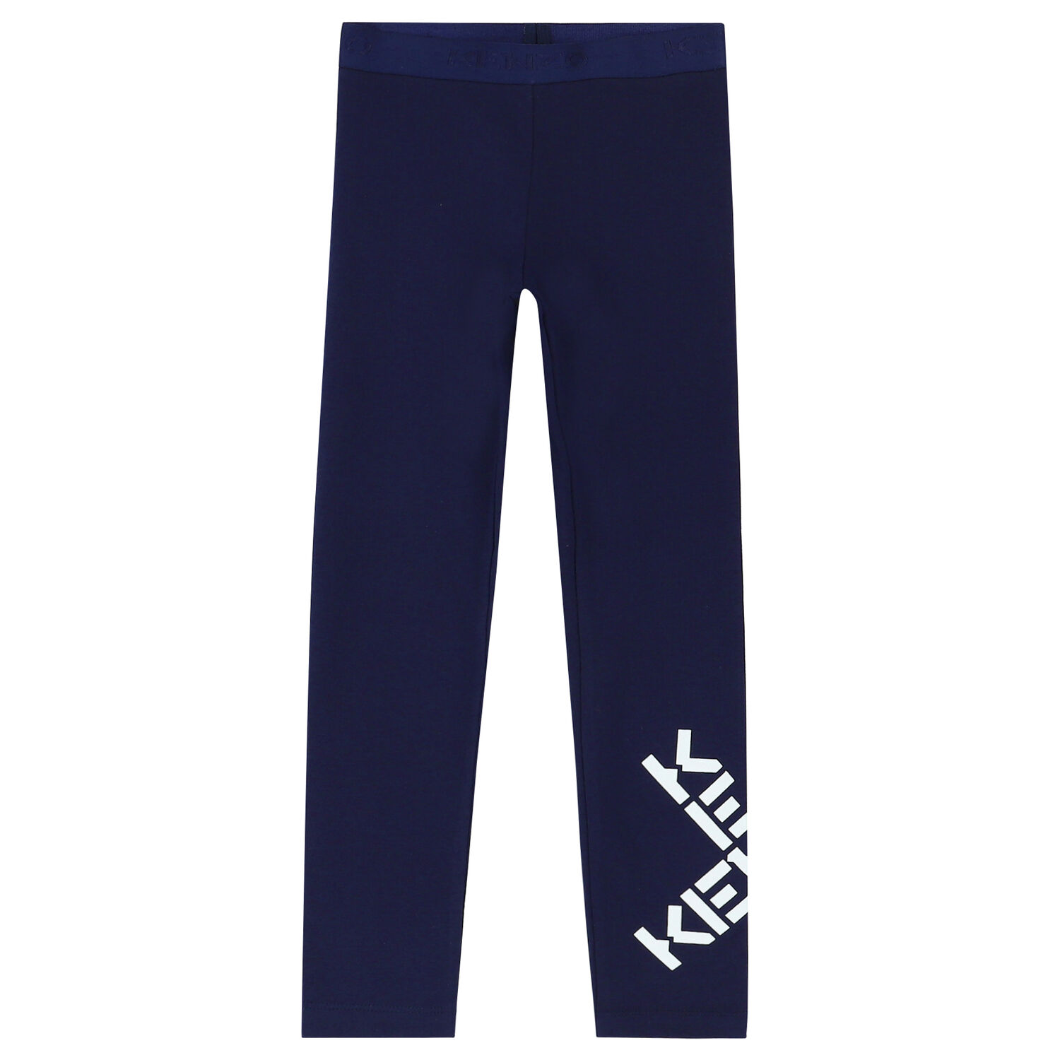 Girls Navy Logo Leggings, 1, hi-res