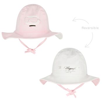 Baby Girls Pink & White Logo Reversible Logo Hat