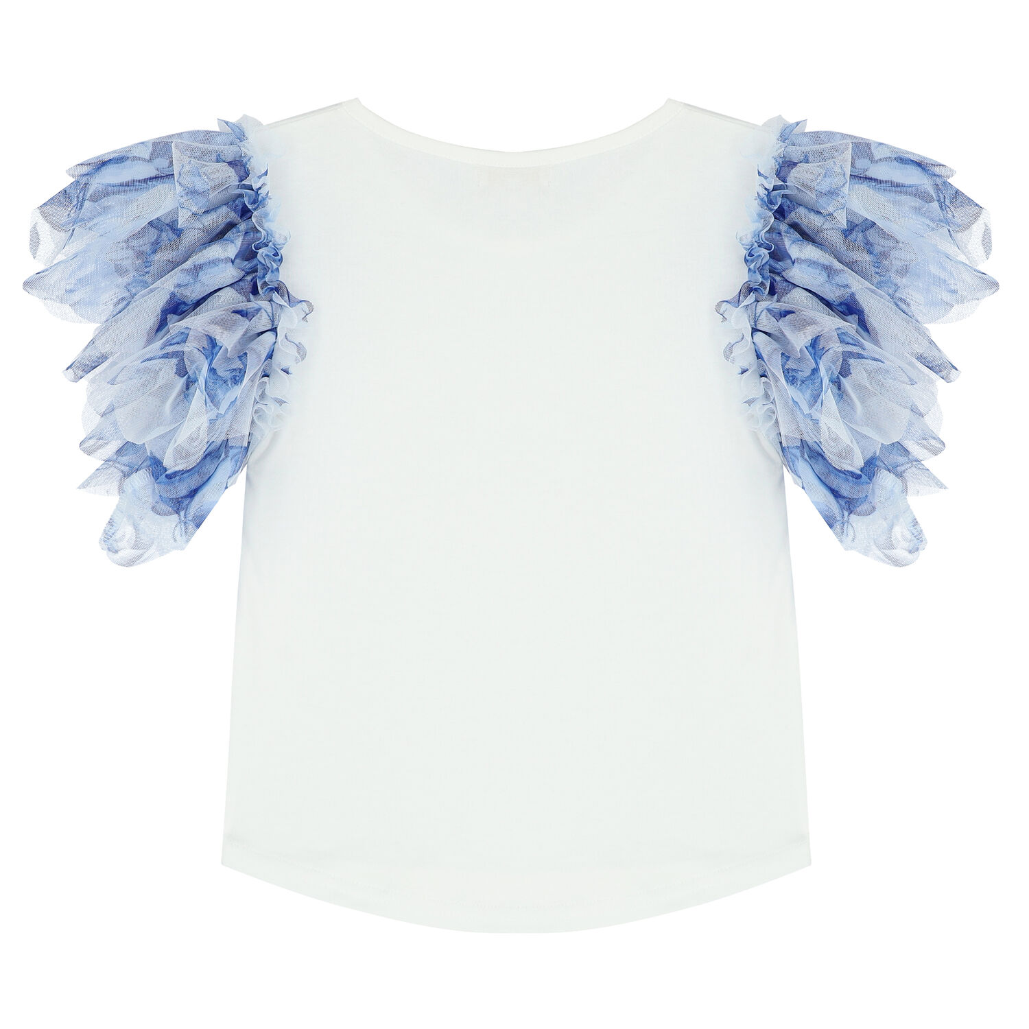 Girls White & Blue Tulle Top, 1, hi-res