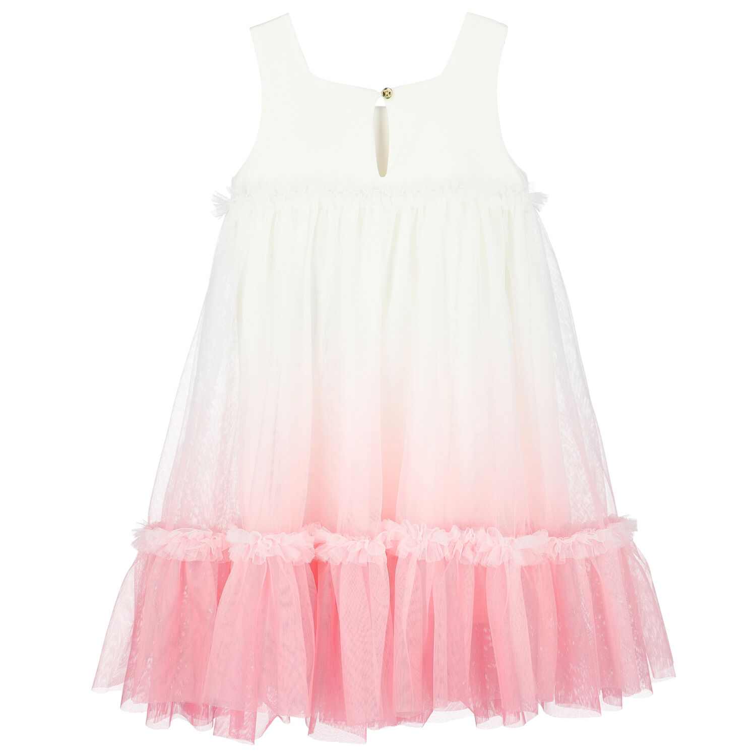 Girls White & Pink Tulle Ombre Dress, 3, hi-res