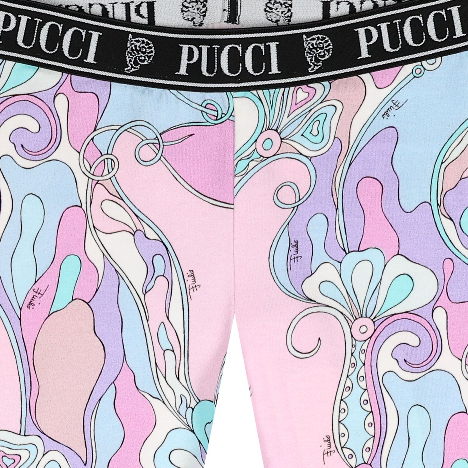 Girls Pink & Blue Logo Orchidee Leggings, 1, hi-res