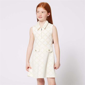 Girls Ivory Logo Polo Dress