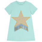 Girls Aqua Star Dress, 1, hi-res