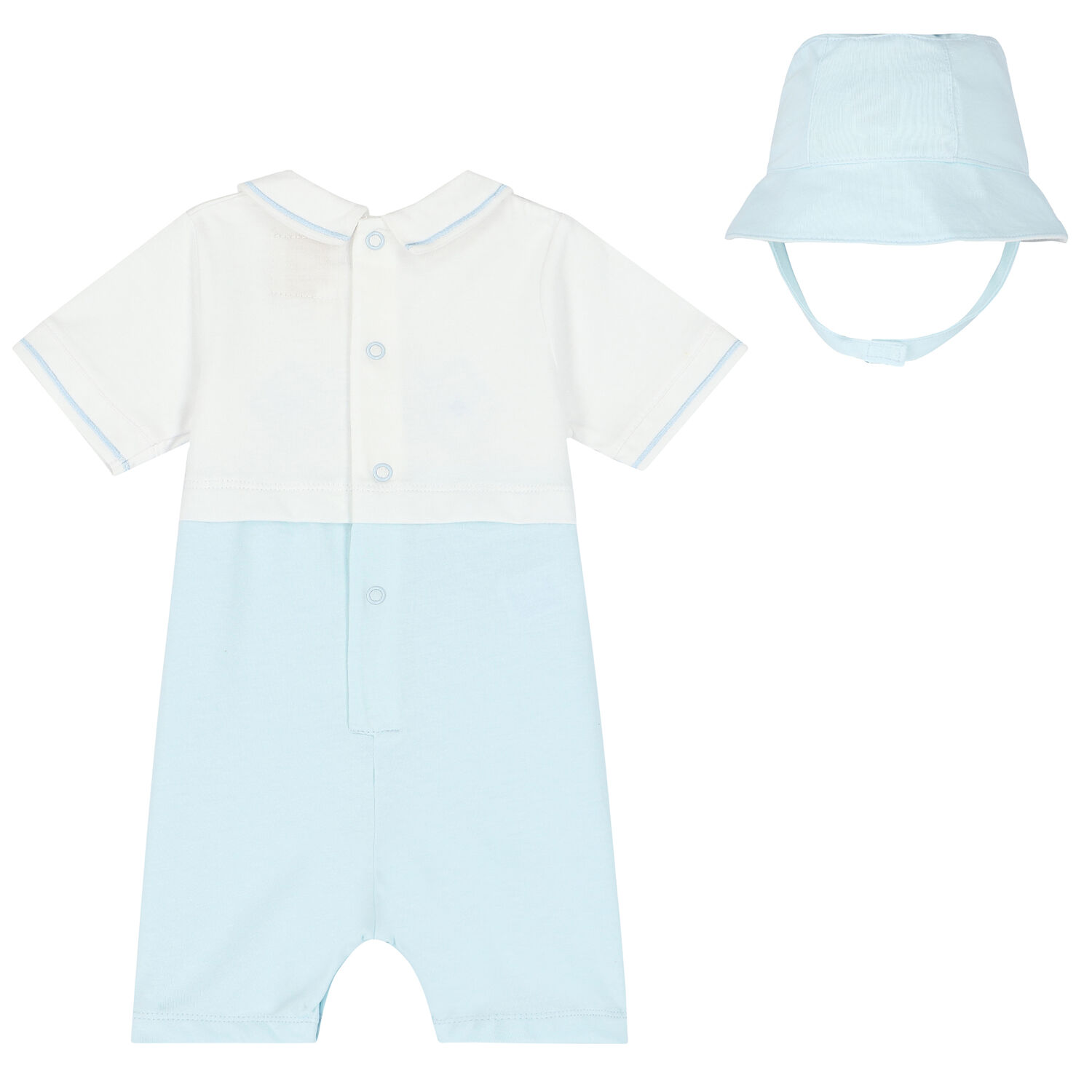 Baby Boys White & Blue Romper Set, 1, hi-res