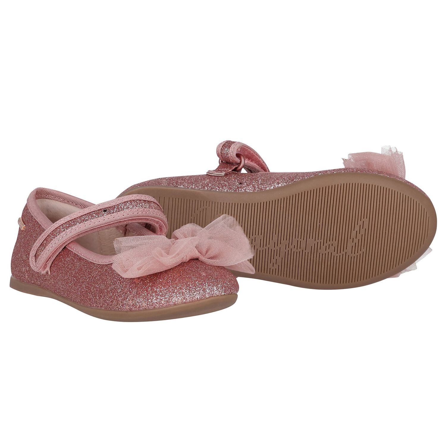 Girls Pink Bow Glitters Shoes, 3, hi-res image number null