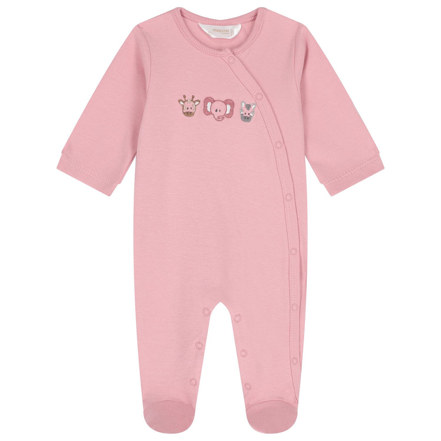 Baby Girls Beige & Pink Animals Babygrows ( 2-Pack ), 3, hi-res