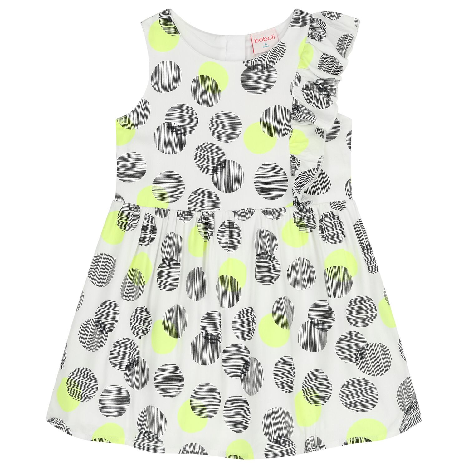 Girls White Polka Dots Dress, 1, hi-res