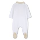 Baby Boys White & Beige Logo Babygrow, 2, hi-res