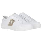 Girls White & Gold Logo Trainers, 1, hi-res