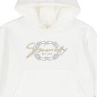 Girls Ivory Logo Hooded Top, 1, hi-res