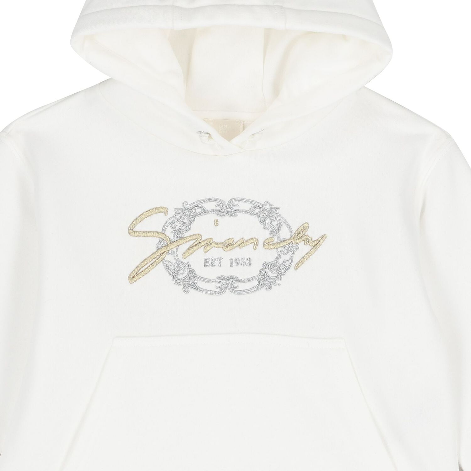 Girls Ivory Logo Hooded Top, 1, hi-res