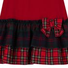 Girls Red Tartan Logo Bow Dress, 1, hi-res