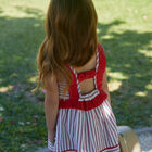 Girls White & Red Stiped Dress, 1, hi-res