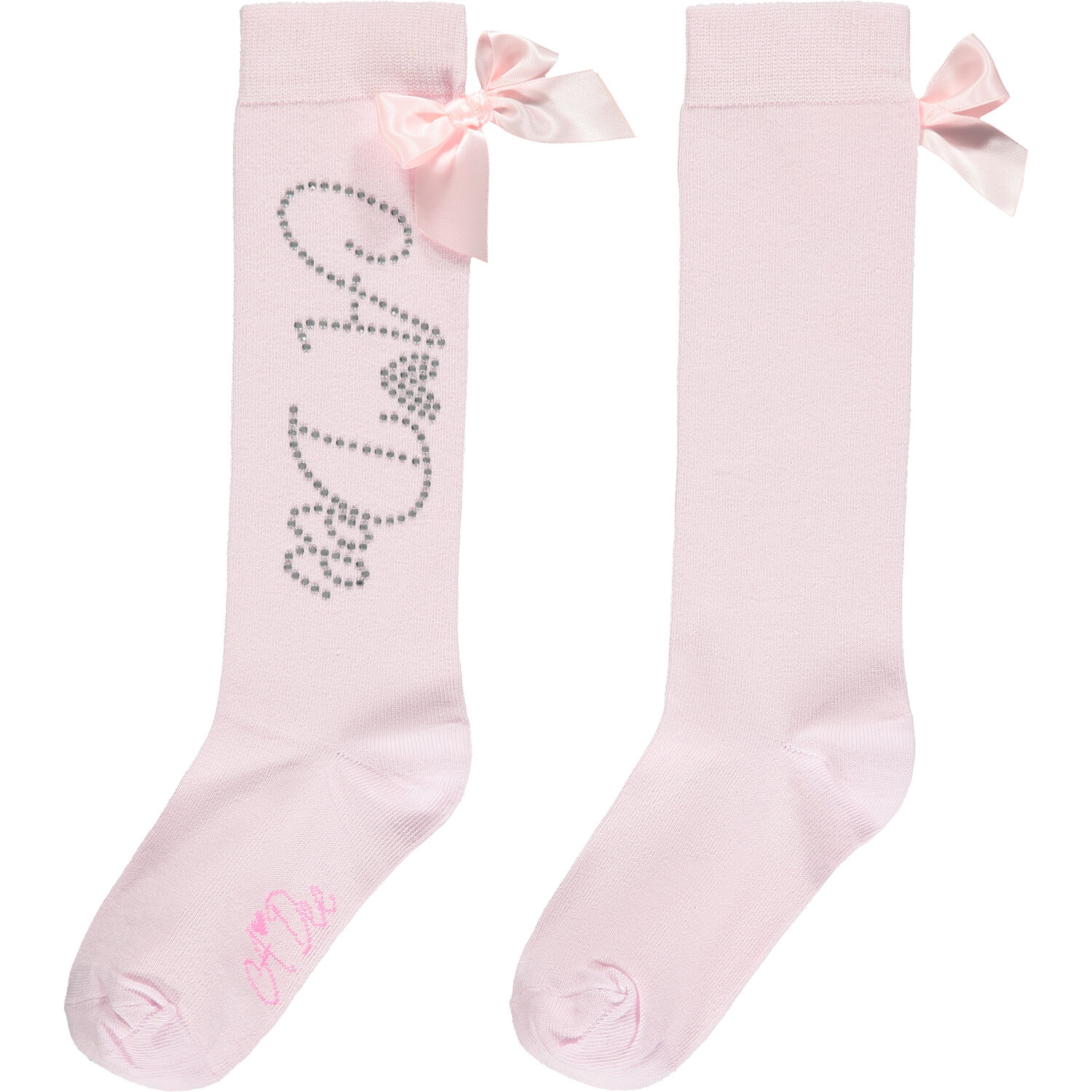 Girls Pink Bow Socks, 2, hi-res