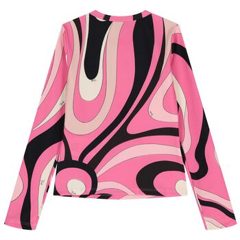 Girls Pink Vortice Logo Long Sleeve Top