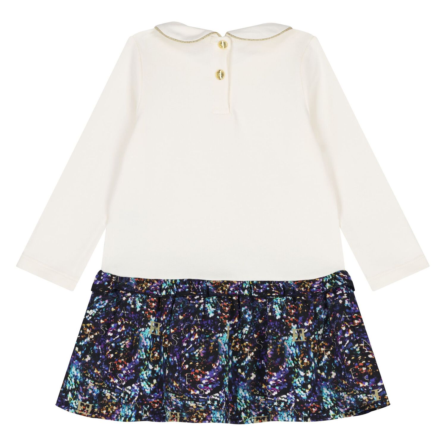 Younger Girls Ivory Logo Dress, 1, hi-res