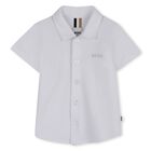 Younger Boys White Logo Shirt, 1, hi-res