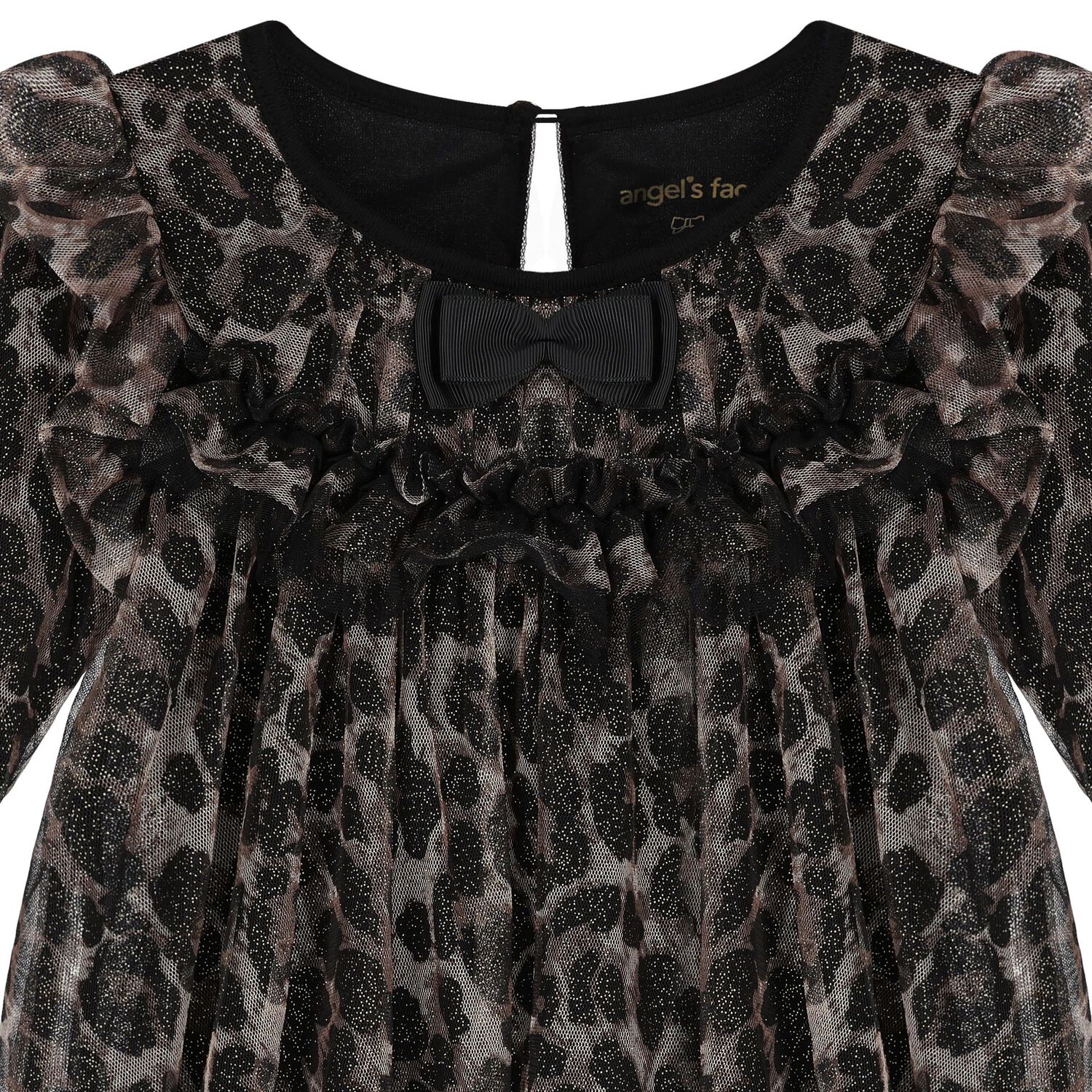 Baby Girls Black Leopard Tulle Dress, 2, hi-res