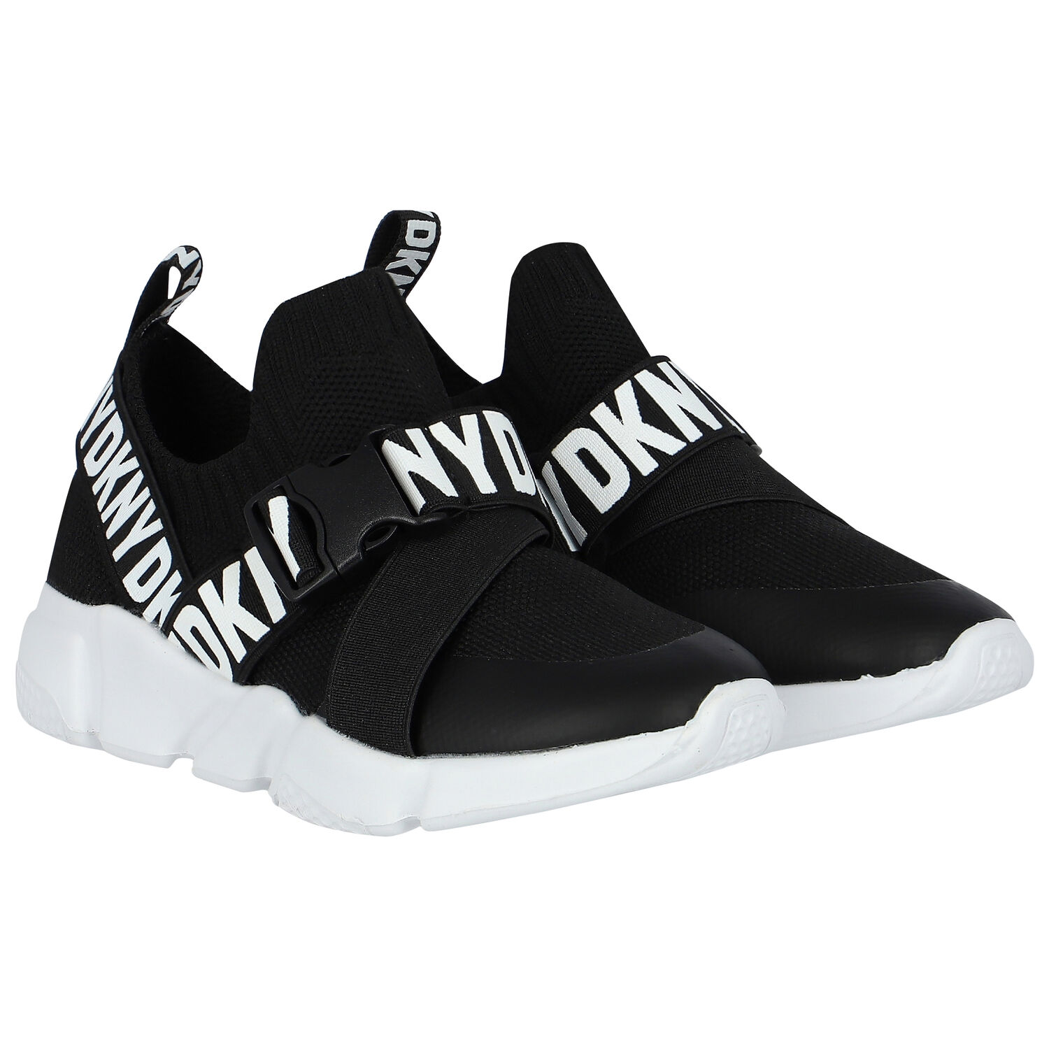Black Logo Trainers, 1, hi-res