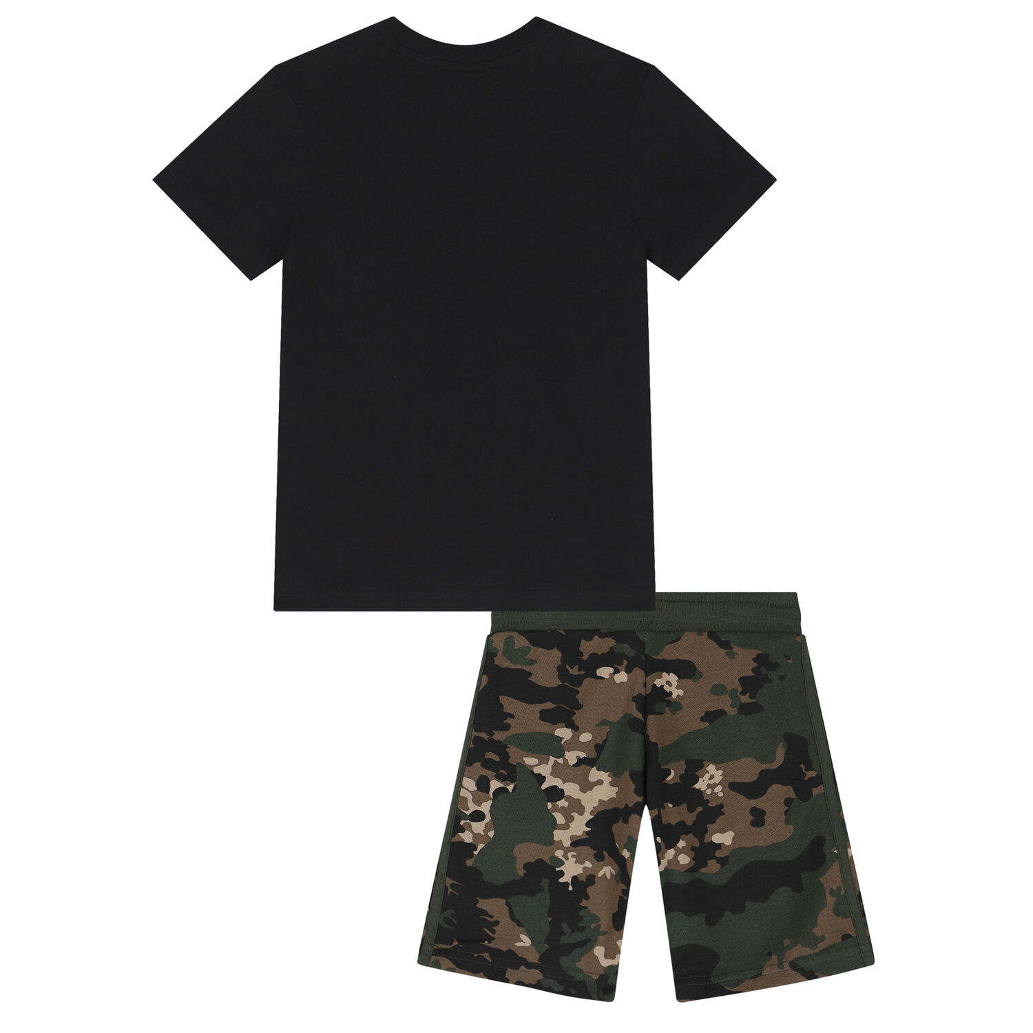 Black & Green Trefoil Logo Camouflage Shorts Set, 2, hi-res image number null