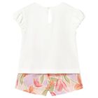 Younger Girls Ivory & Lilac Floral Shorts Set, 1, hi-res