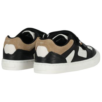 Boys Black, White & Beige Logo Trainers