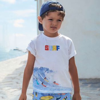 Boys White Surf T-Shirt
